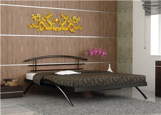 Кровать двуспальная САКУРА (140х200/металлическое основание) Коричневый бархат