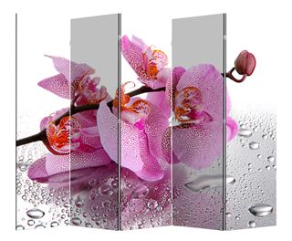 Ширма 1110-5 "Розовая орхидея и капли" (5 панелей)
