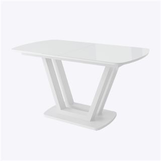 ЛАВИН стол раздвижной со стеклом 140(185)х80, Белый/белый