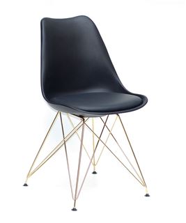 Стул с металлическим основанием 635-A GD-ML (BLACK 03/металл золотистый)