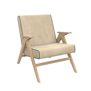Кресло для отдыха Вест (подлокотник Дуб/ткань Verona Vanilla/кант Verona Antrazite Grey)
