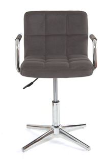 Стул Офисный ARNO с подлокотниками (GREY B-1004 velvet / Хром) КОМБИНИРОВАННЫЙ