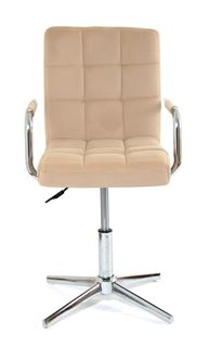 Стул Офисный AUGUSTO с подлокотниками (BEIGE B-1005 velvet / Хром) КОМБИНИРОВАННЫЙ