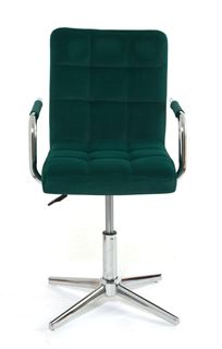 Стул Офисный AUGUSTO с подлокотниками (GREEN B-1003 velvet / Хром) КОМБИНИРОВАННЫЙ
