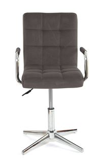 Стул Офисный AUGUSTO с подлокотниками (GREY B-1004 velvet / Хром) КОМБИНИРОВАННЫЙ