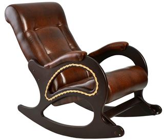 Кресло-качалка мод. 44 (Antik Крокодил/Венге  с лозой) Коричневый