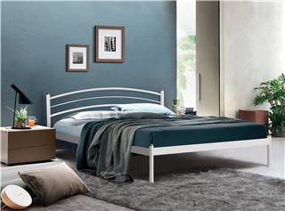 Кровать двуспальная ЭКО+ (140х200/металлическое основание) Белый