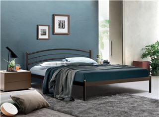 Кровать двуспальная ЭКО+ (140х200/металлическое основание) Коричневый бархат
