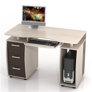 Компьютерный стол комбинированный КС-12М Дрофа (Дуб беленый/Венге)