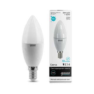 Лампа Gauss LED Elementary Candle 6W E14 4100K (LD33126)